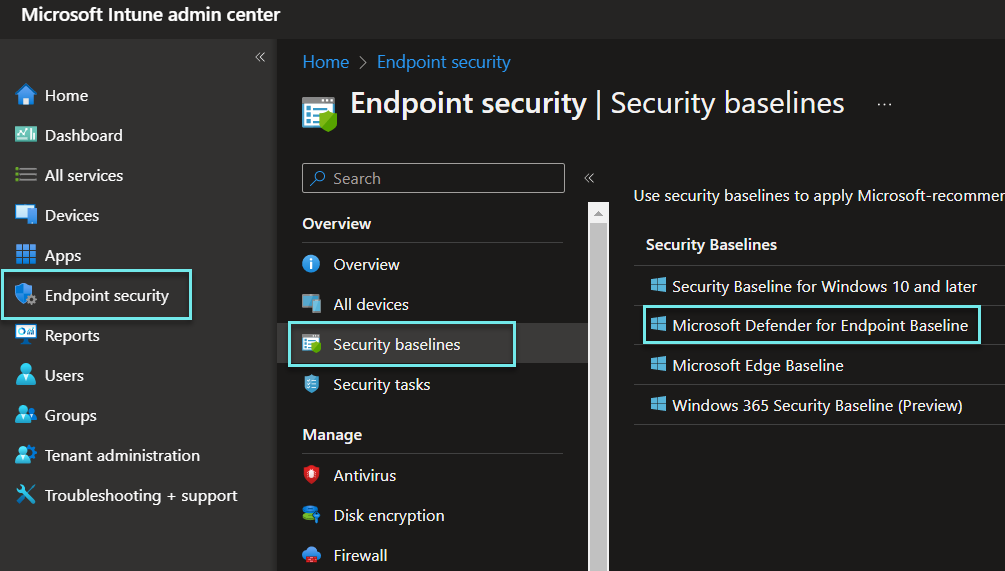 6.0 Defender for Endpoint(MDE): Apply Security Baseline Policy