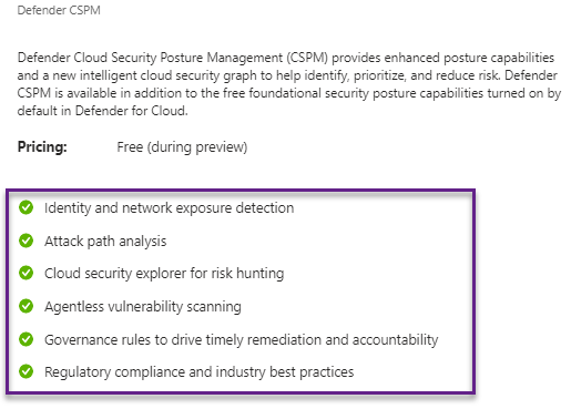 Defender Cloud Security Posture Management (CSPM): Preview