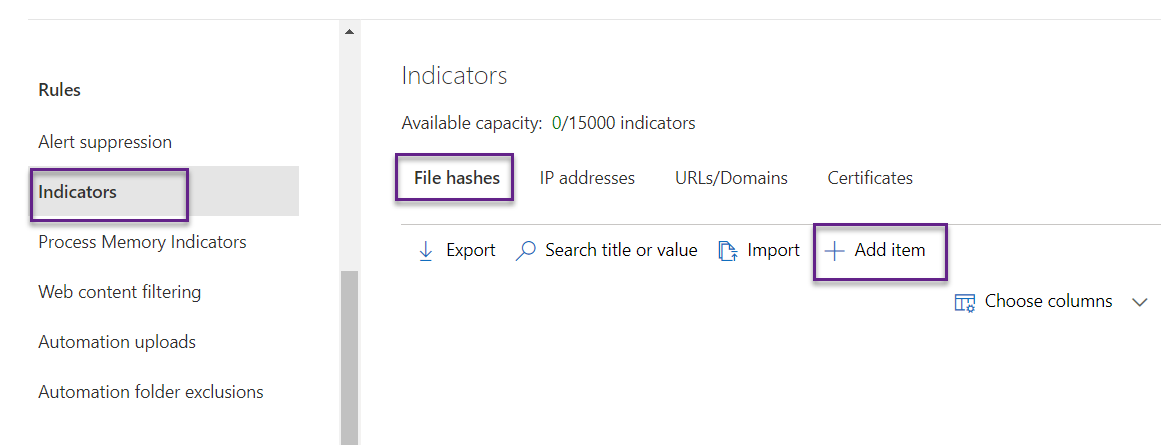 10.0 Defender for Endpoint(MDE): Indicator